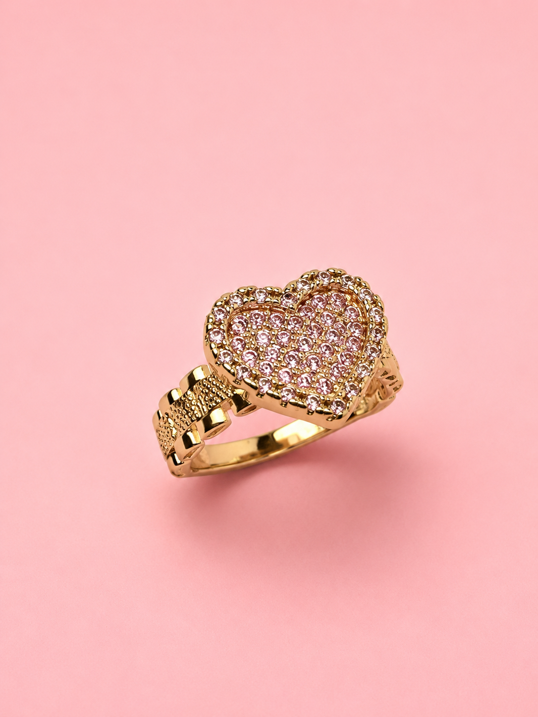 pink stone heart shaped ring