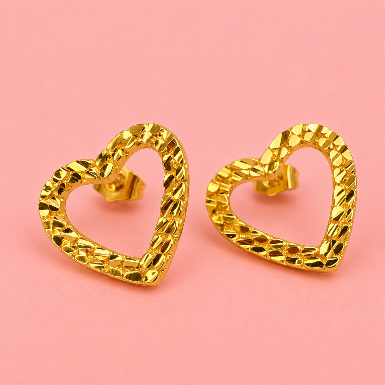 open nugget heart earrings