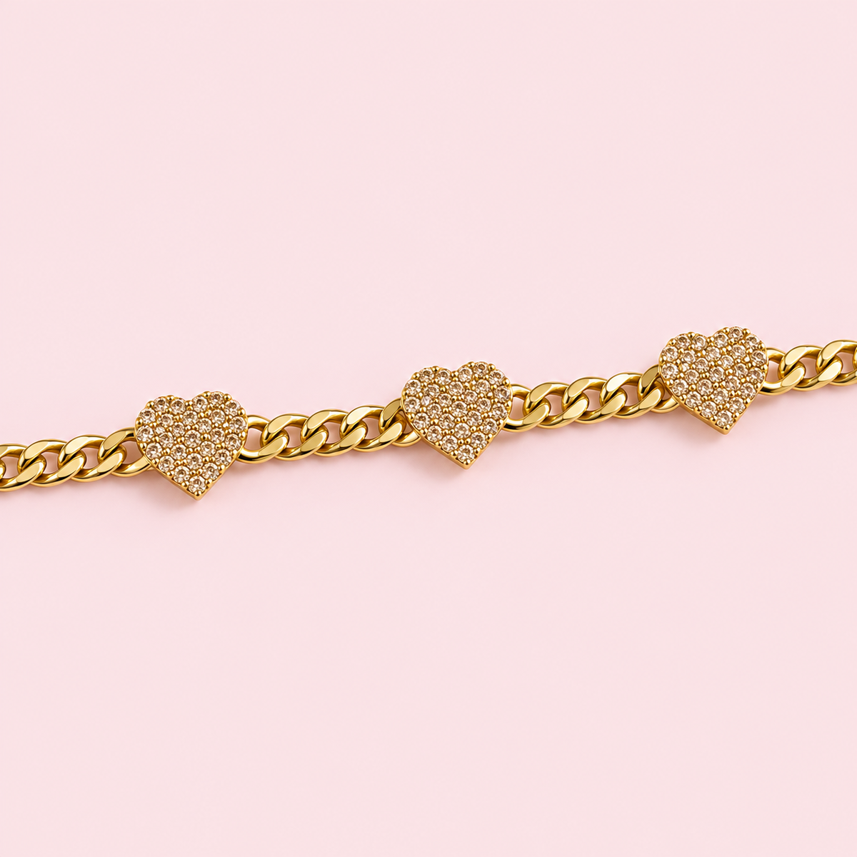 heart charm cuban bracelet