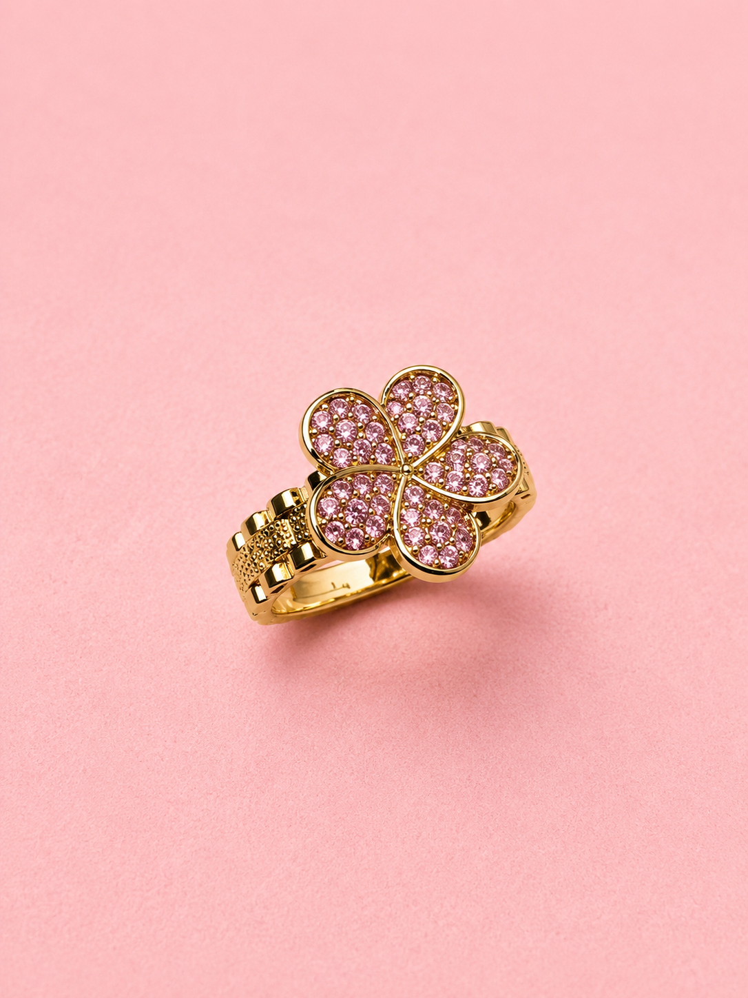 pink stone flower ring