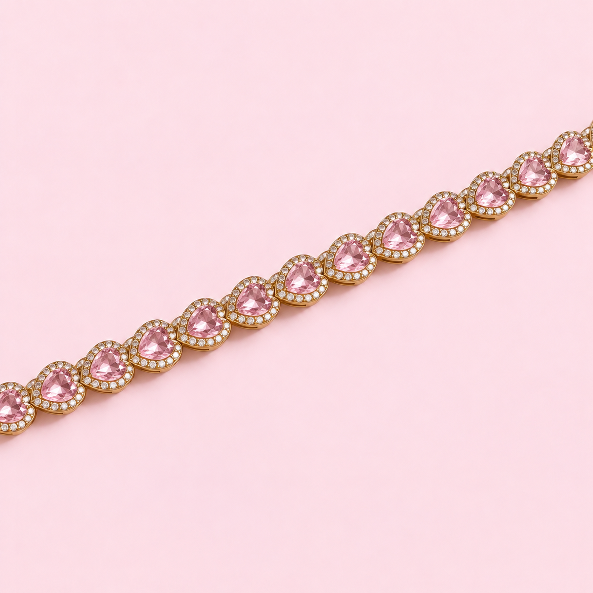 Pink heart stone bracelet