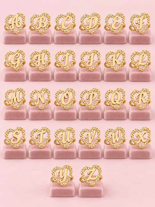 Heart rolex letter rings ( adjustable-one size fits all)