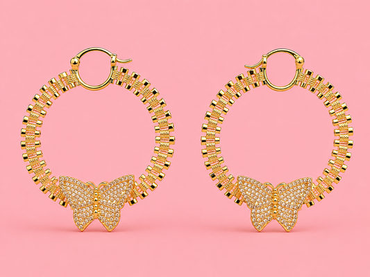 Rolex hoops with white stone butterfly