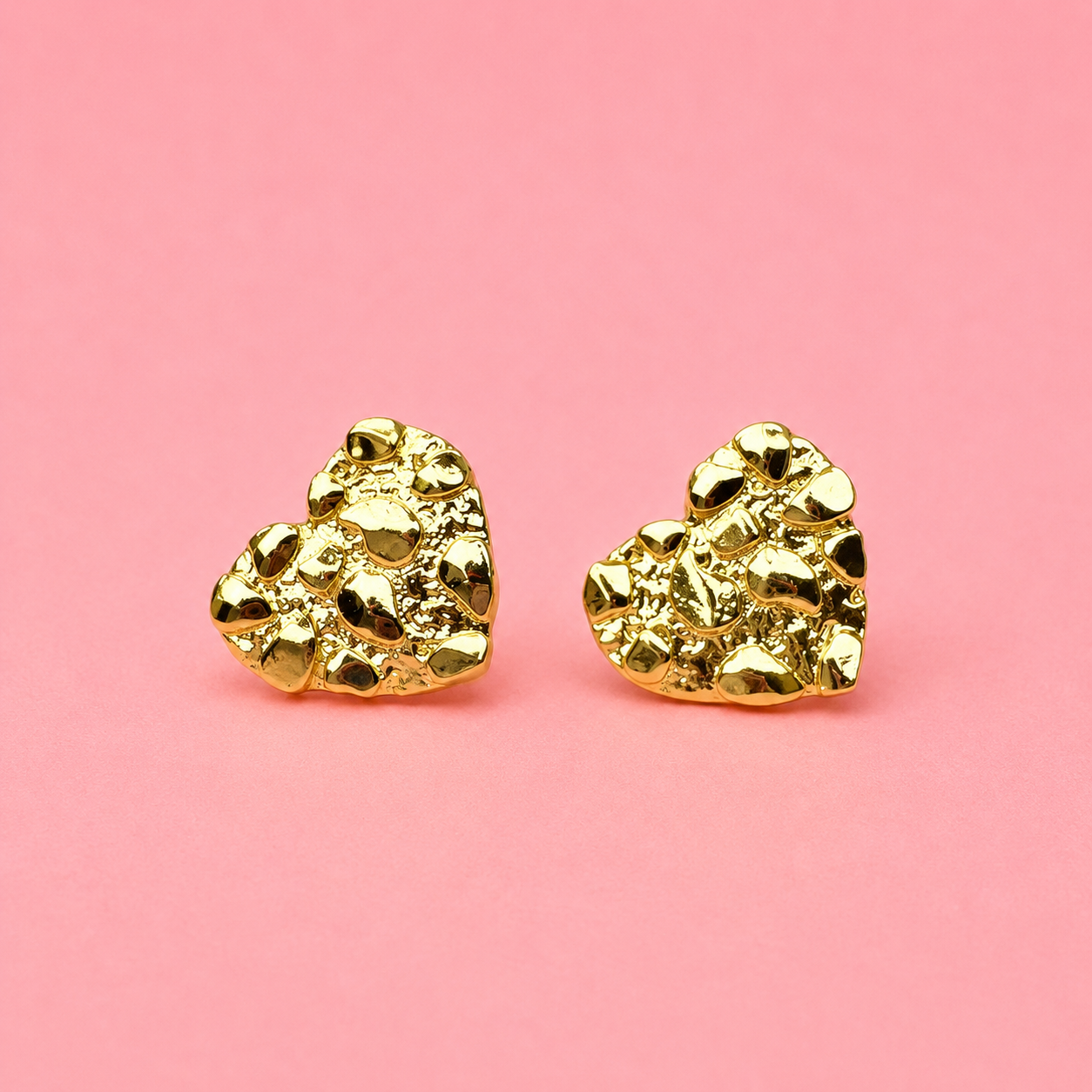 Gold Filled Heart Nugget Earrings