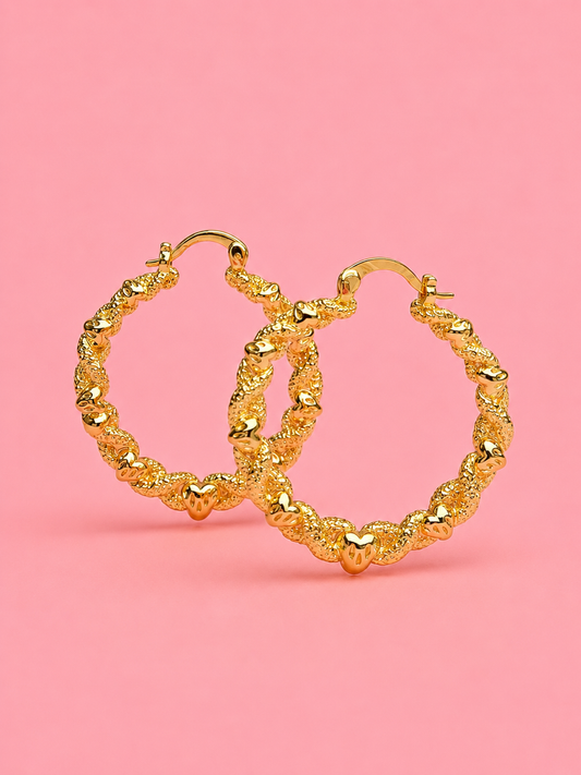 gold heart hoops