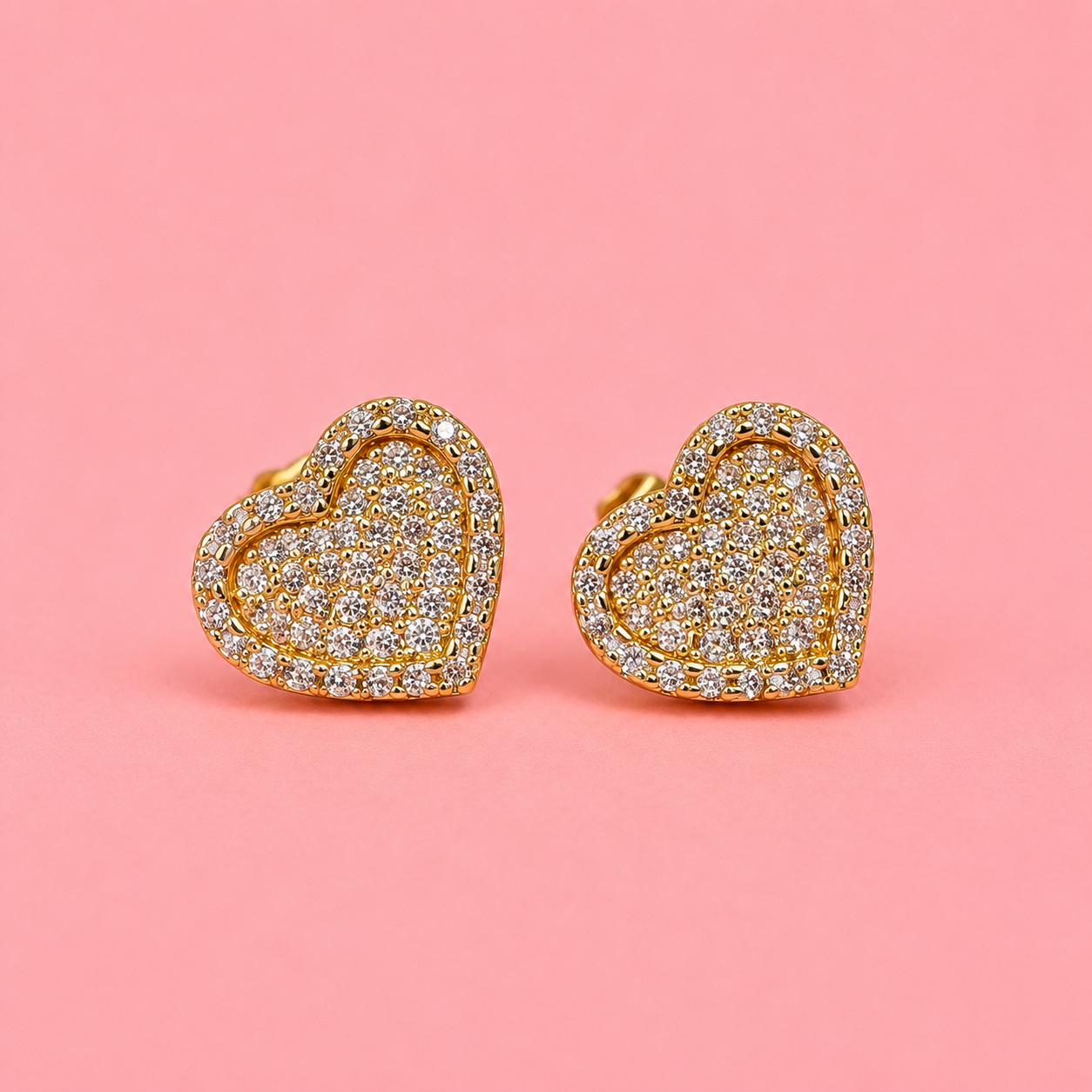 heart shape cc earrings clear