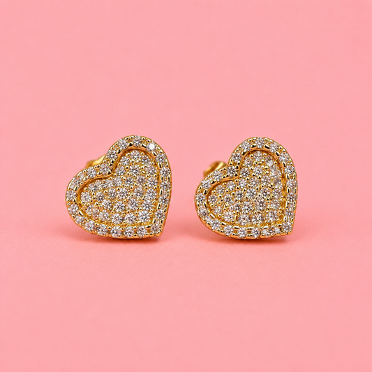 heart shape cc earrings clear