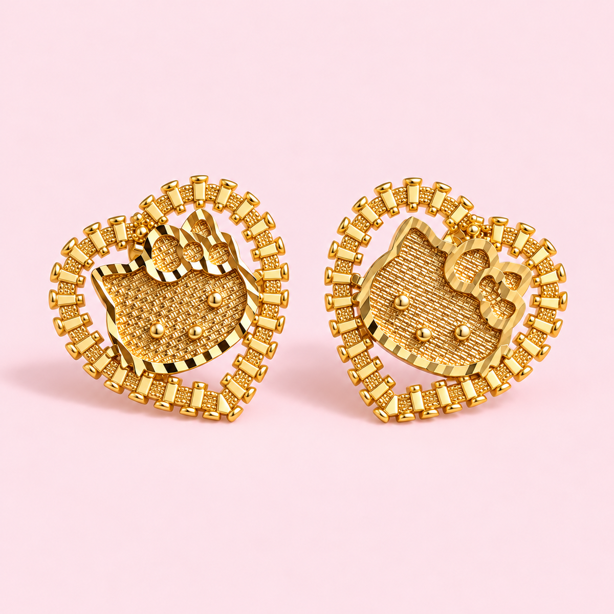 hello kitty heart rolex earrings