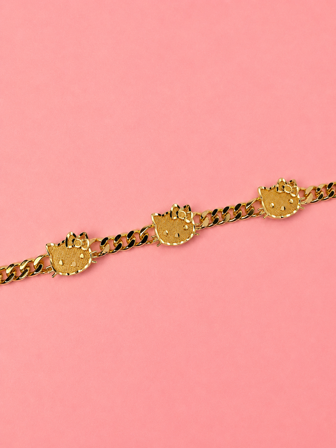 cuban bracelet with hello kitty faces