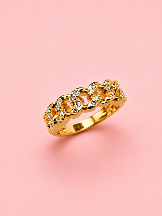 cuban band ring with stones