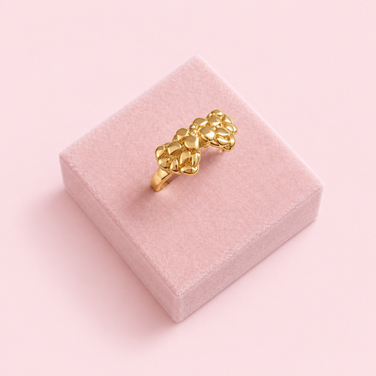 double heart nugget ring