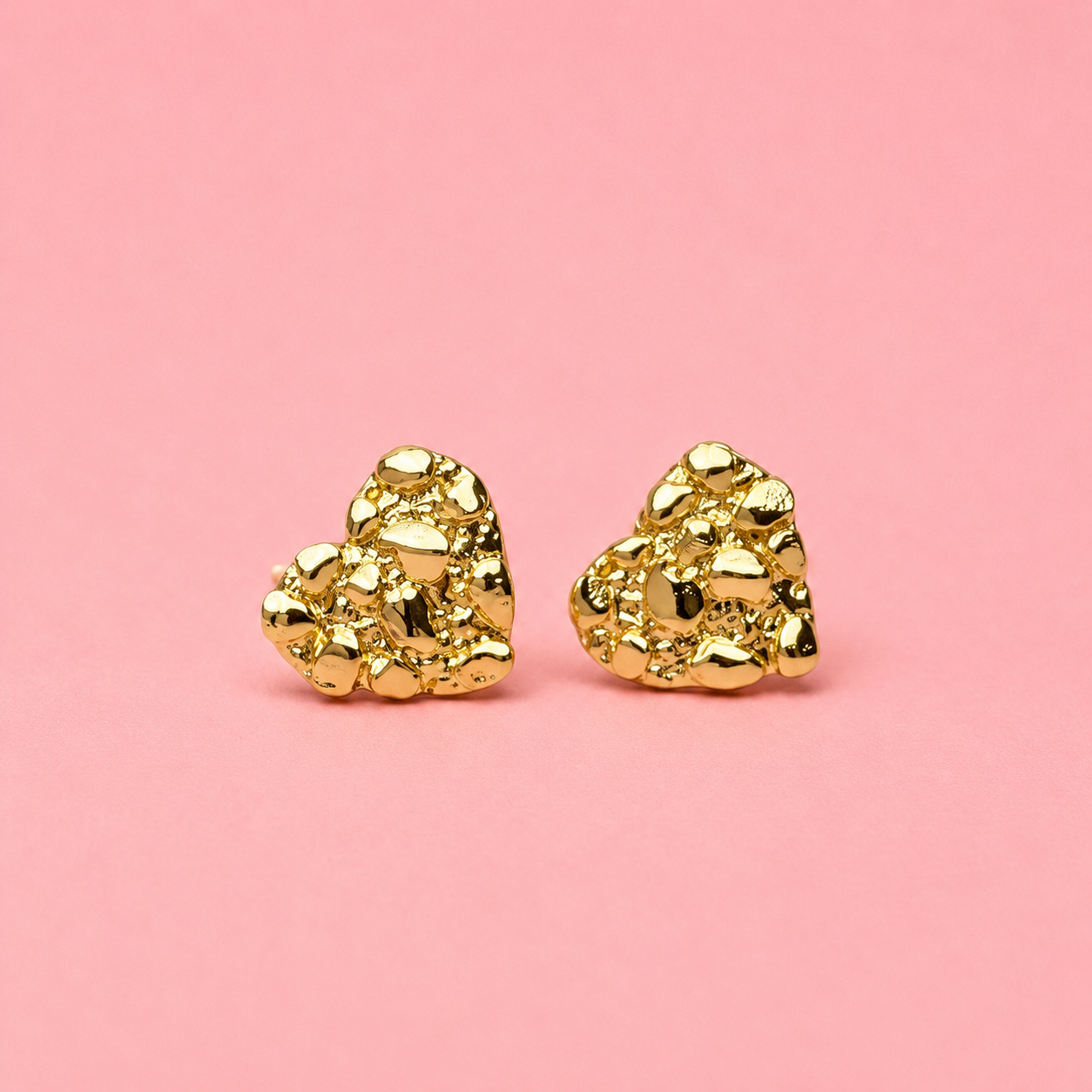 Gold Filled Heart Nugget Earrings