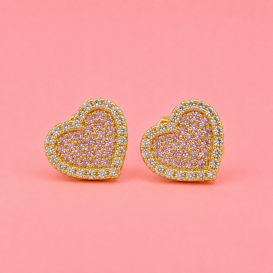 heart shape cc earrings pink